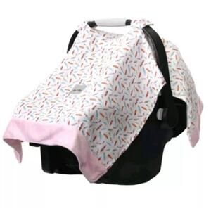 Itzy Ritzy Cozy Happens Baby Infant Muslin Feather Print Car Seat Cover Canopy